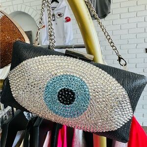 Black and Blue Eye Embellished Clutch